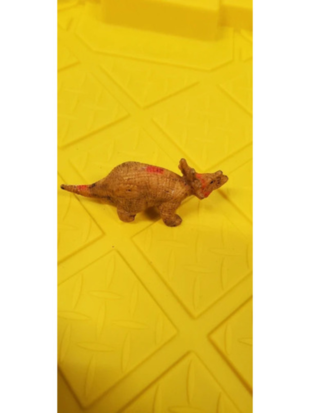 Vintage Plastic Triceratops Dinosaur Toy Figure Brown Mini Figurine